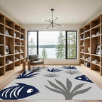 Navy Blue Fish Coral Garden Rug