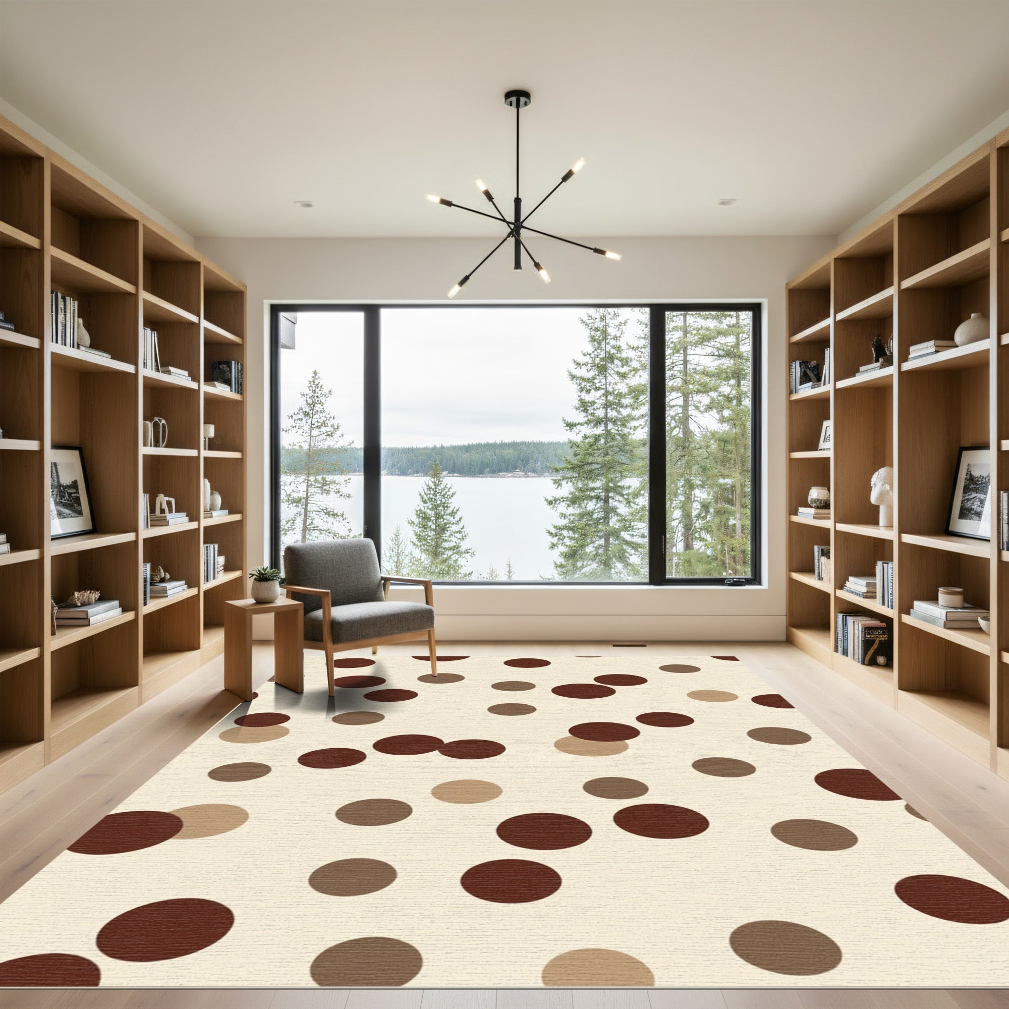 Brown Taupe Cream Polka Dot Scatter Rug