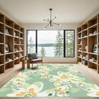 Pale Sage Botanical Floral Repeat Rug