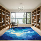 Dreamy Blue Cloud Starry Night Rug