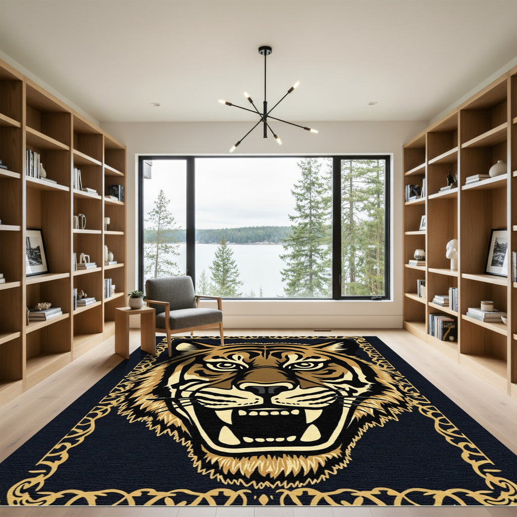 Magnificent Tiger Face Golden Border Rug