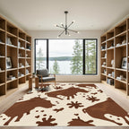 Brown Bull Splatter Cream Accents Rug