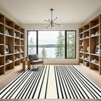 Minimalist Ivory Vertical Stripe Rug