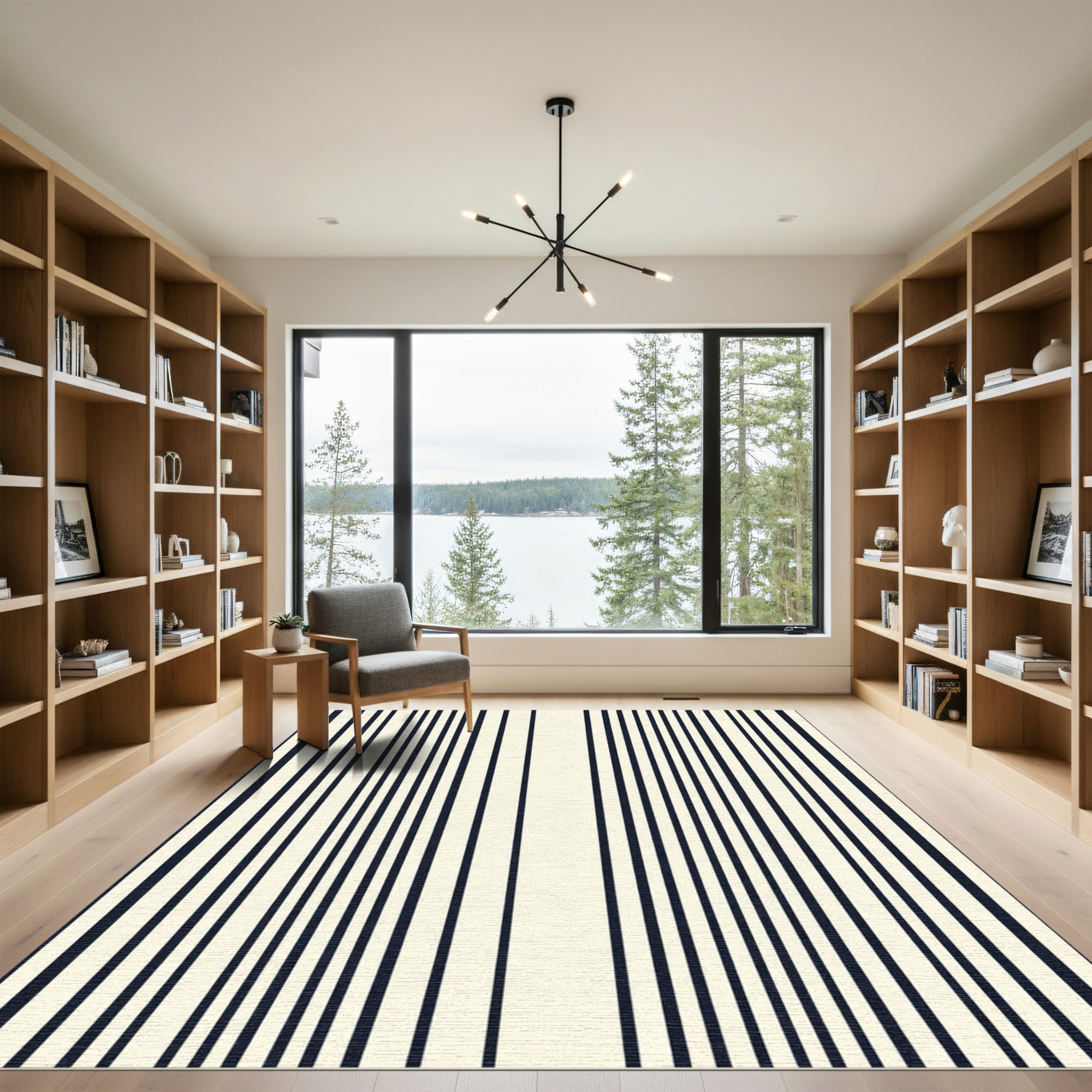 Minimalist Ivory Vertical Stripe Rug