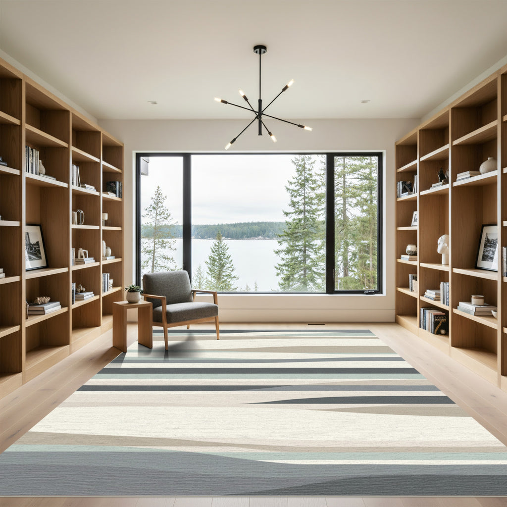 Neutral Tonal Landscape Stripe Rug