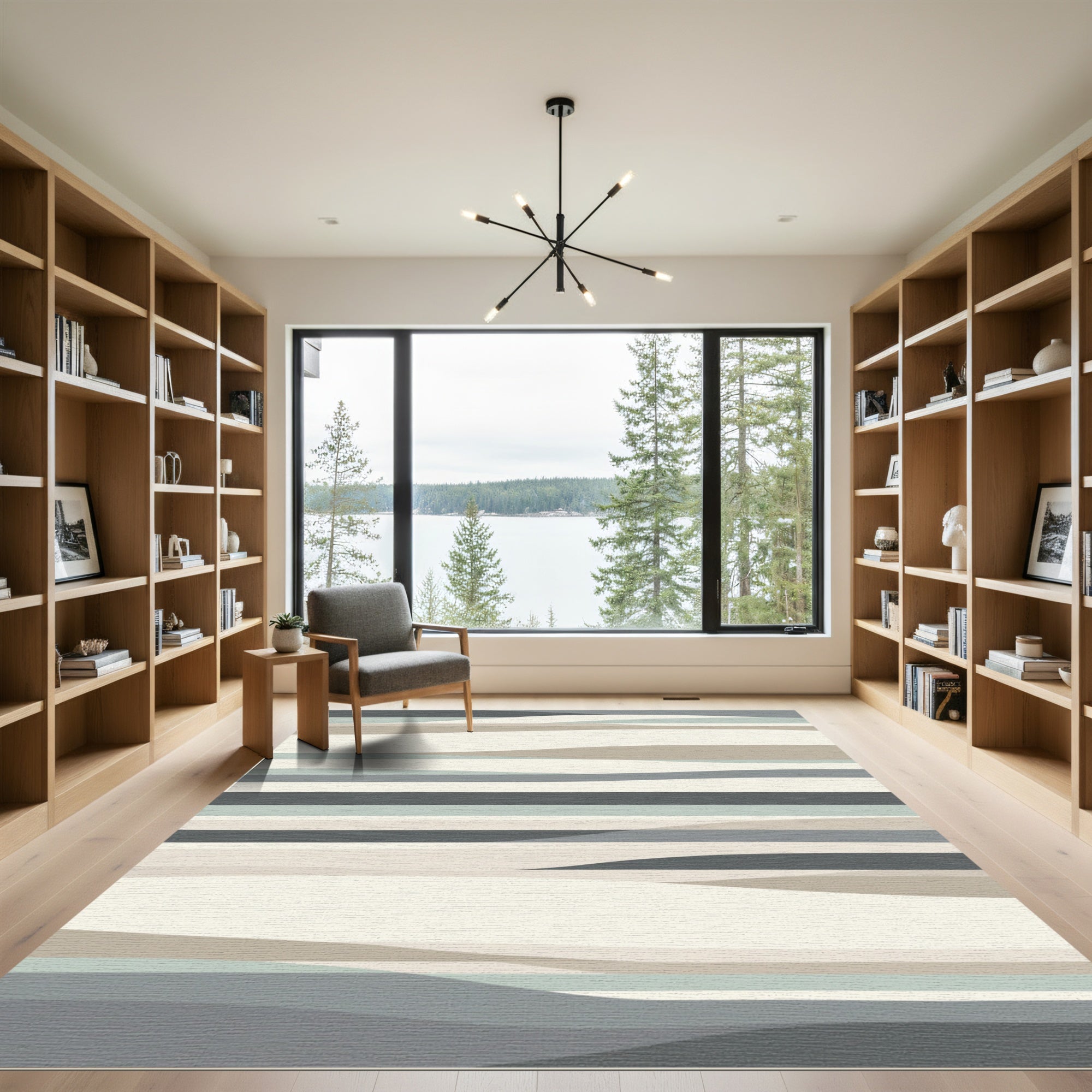 Neutral Tonal Landscape Stripe Rug