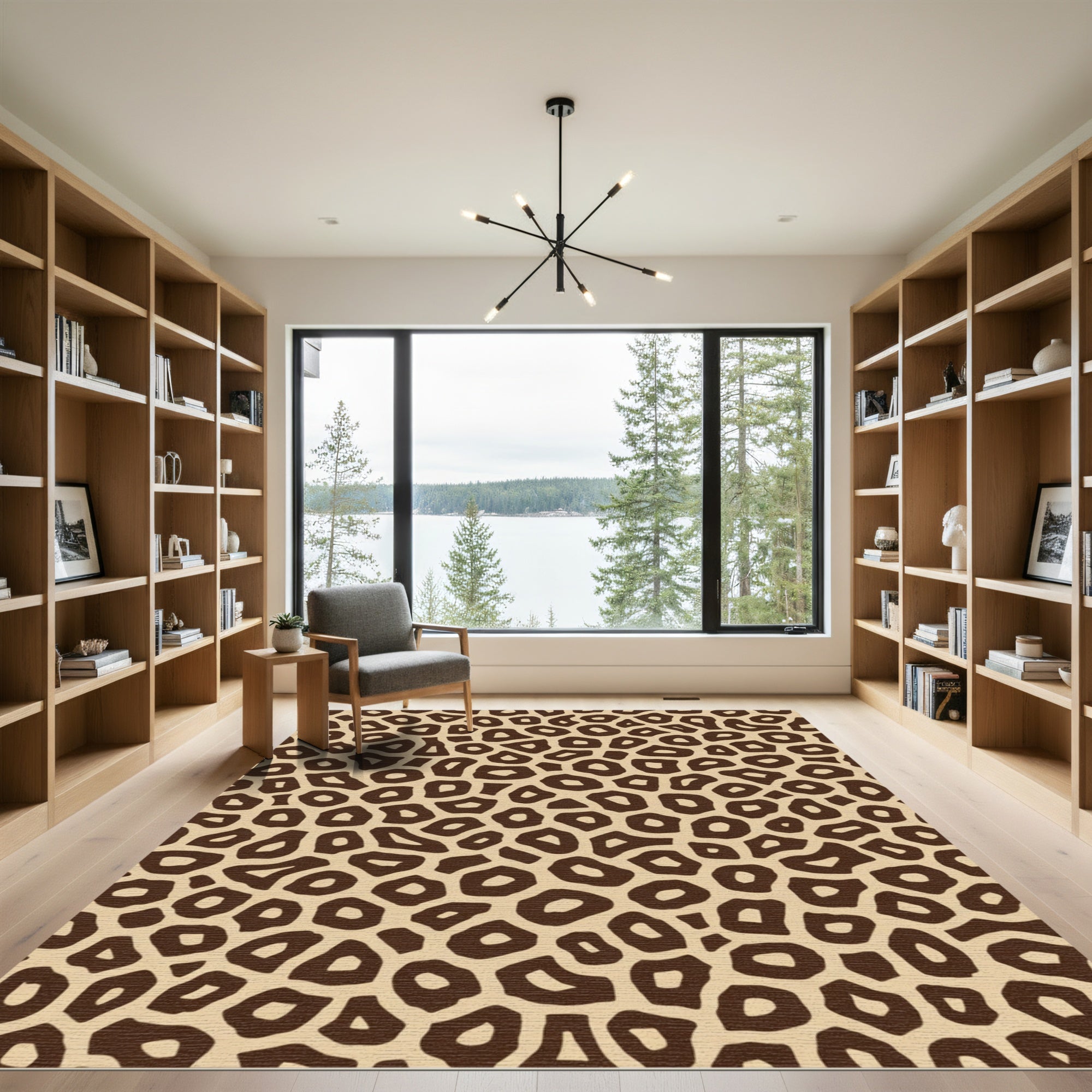 Brown Tan Spotted Animal Print Rug