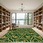 Forest Green Golden Antler Drops Rug