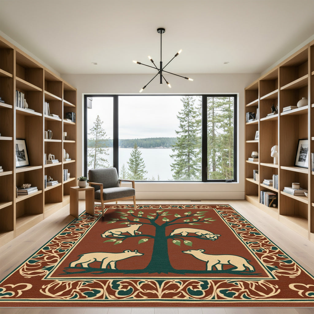 Tapestry Bear Tree Life Border Rug
