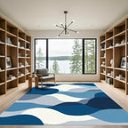 Oceanic Blue Abstract Waves Rug