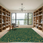 Emerald Gold Swirl Vine Scroll Rug
