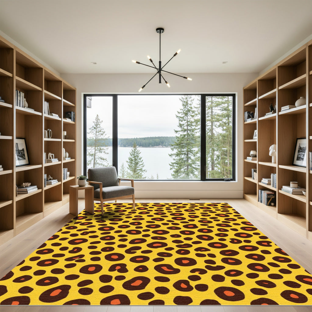 Bold Yellow Leopard Spots Rug