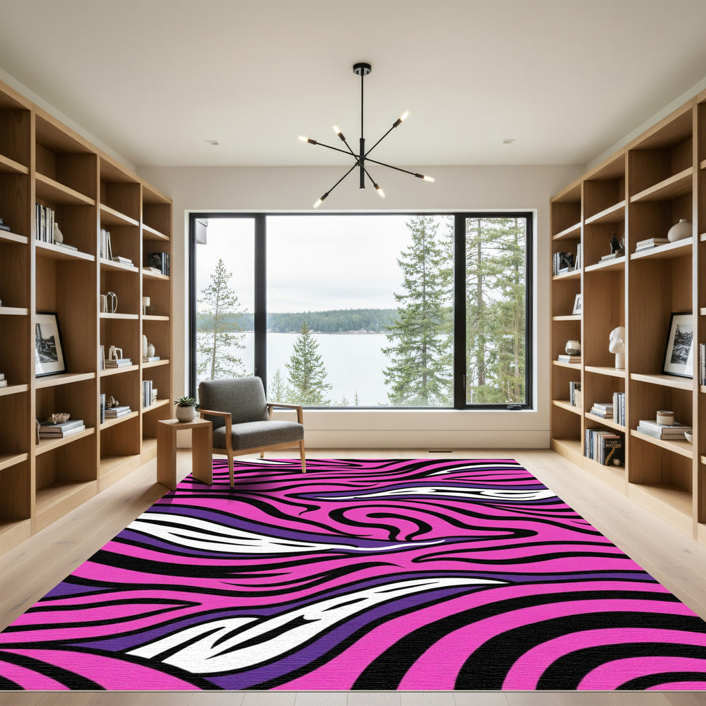 Vivid Pink Purple Black Animal Stripes Rug