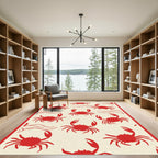 Crimson Crab Waves Scattered Rug