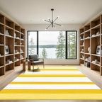 Golden Yellow White Wide Stripes Rug