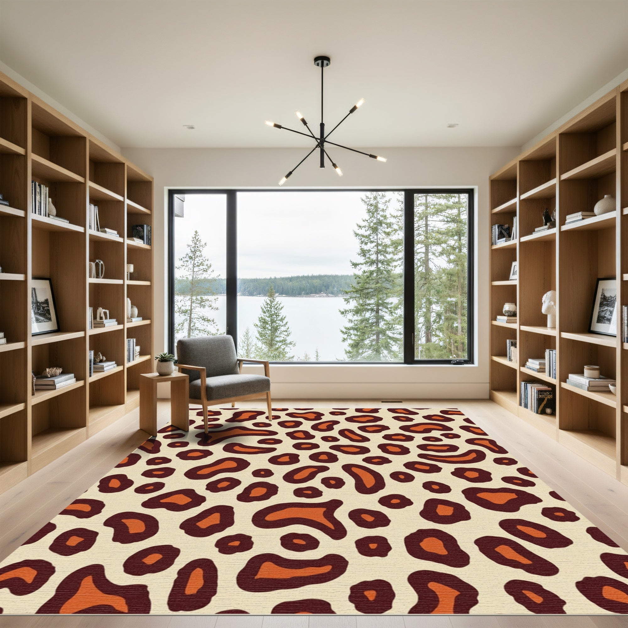 Brown Orange Leopard Animal Spots Rug
