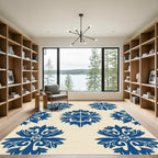 Royal Blue Floral Damask Medallion Rug