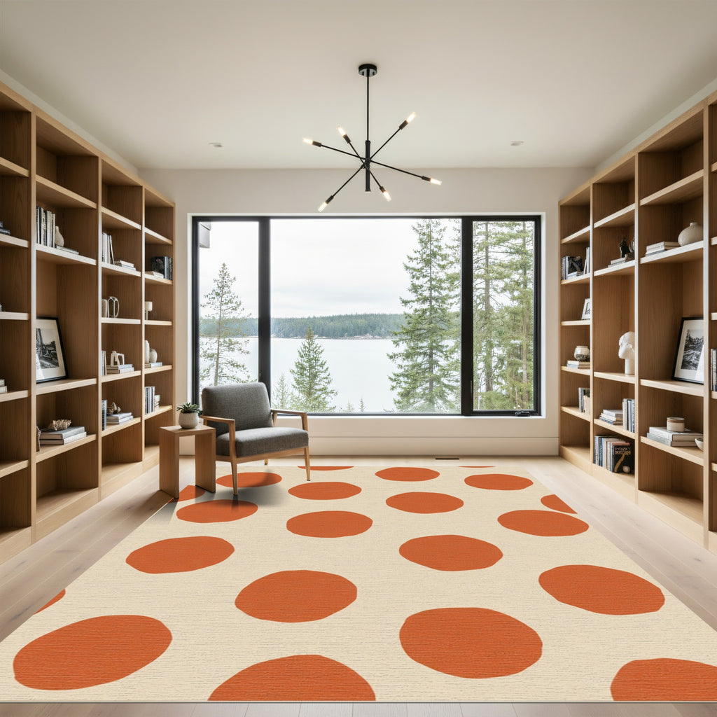 Terracotta Circles On Cream Background Rug
