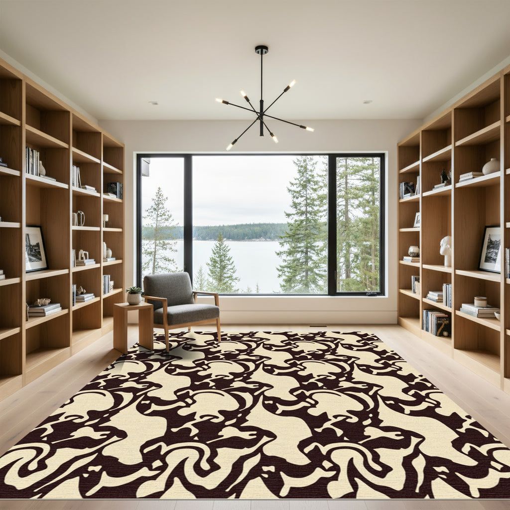 Cream Dark Organic Flow Rug