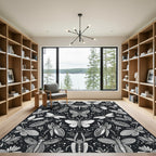Monochromatic Butterfly And Insect Assemblage Rug