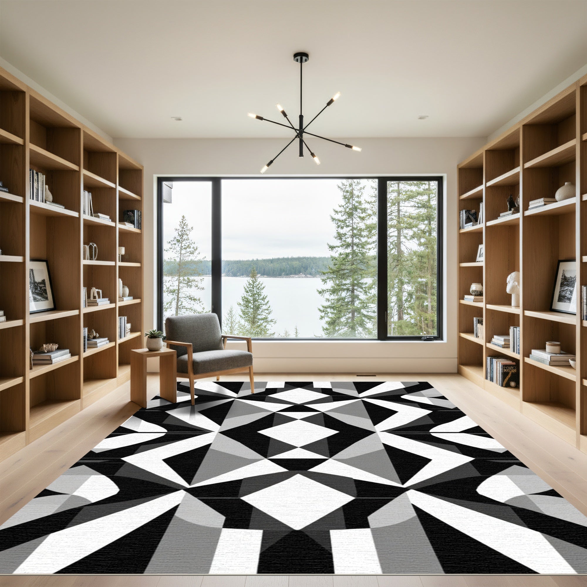 Monochromatic Geometric Illusion Rug