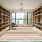 Colorful Horizontal Stripe Textured Rug