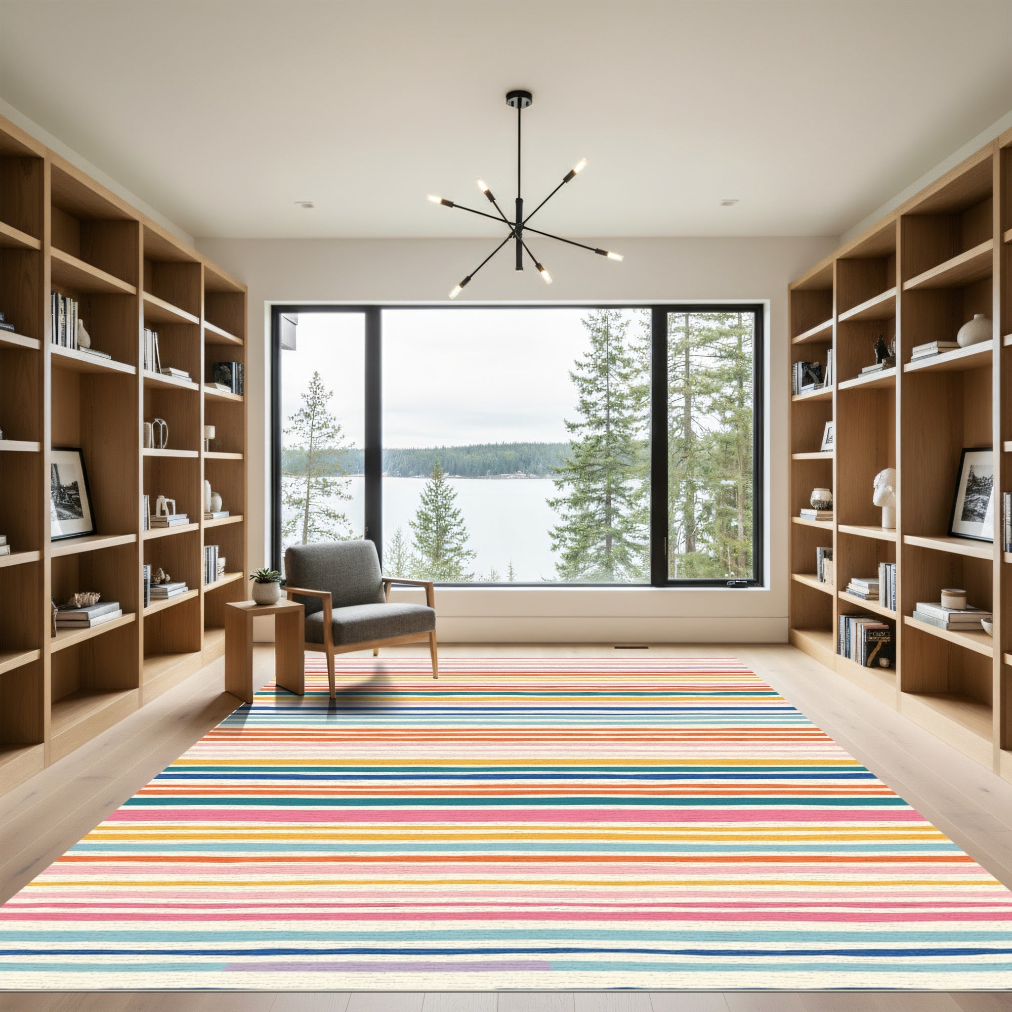 Colorful Horizontal Stripe Textured Rug