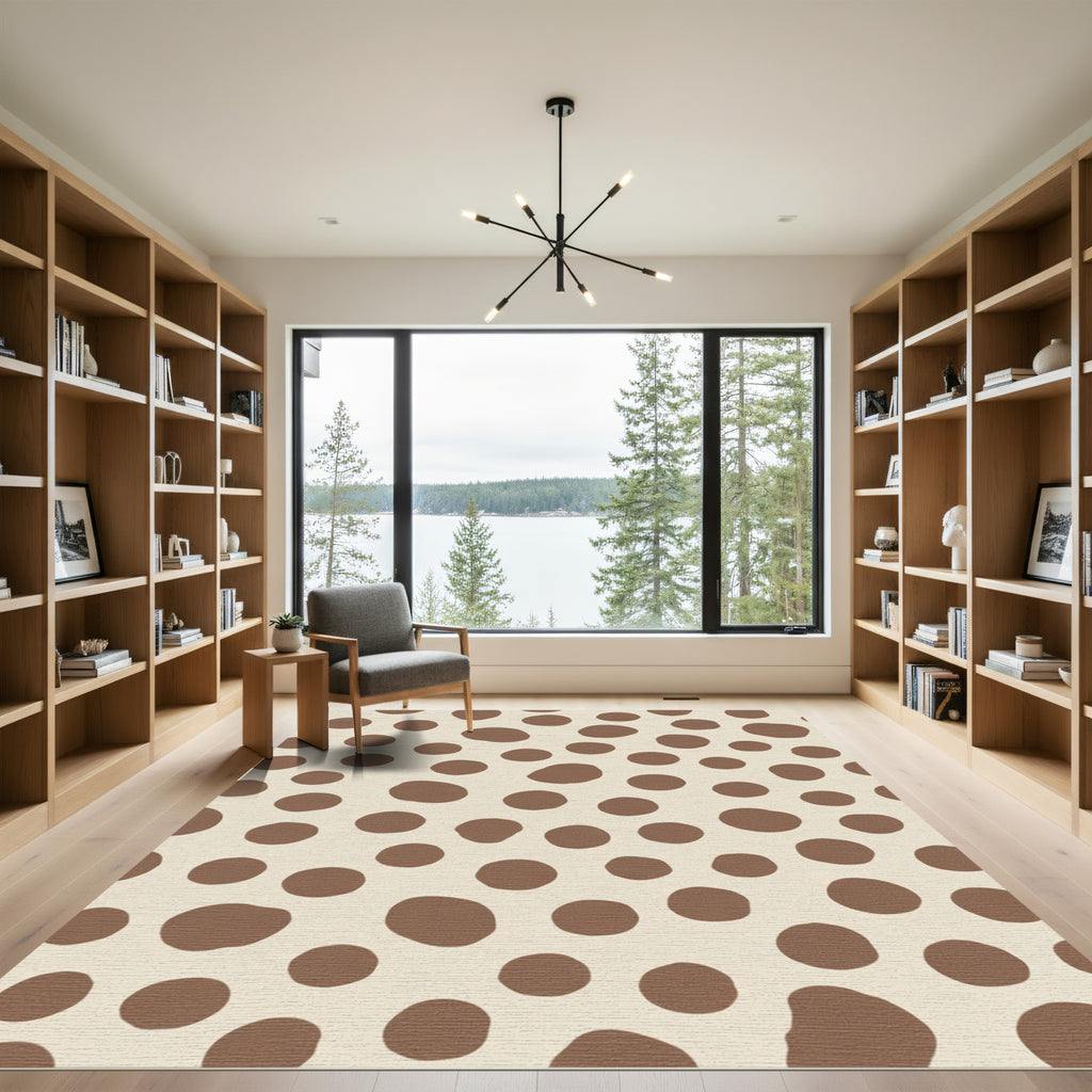 Taupe Circles On Cream Background Rug