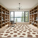 Taupe Circles On Cream Background Rug