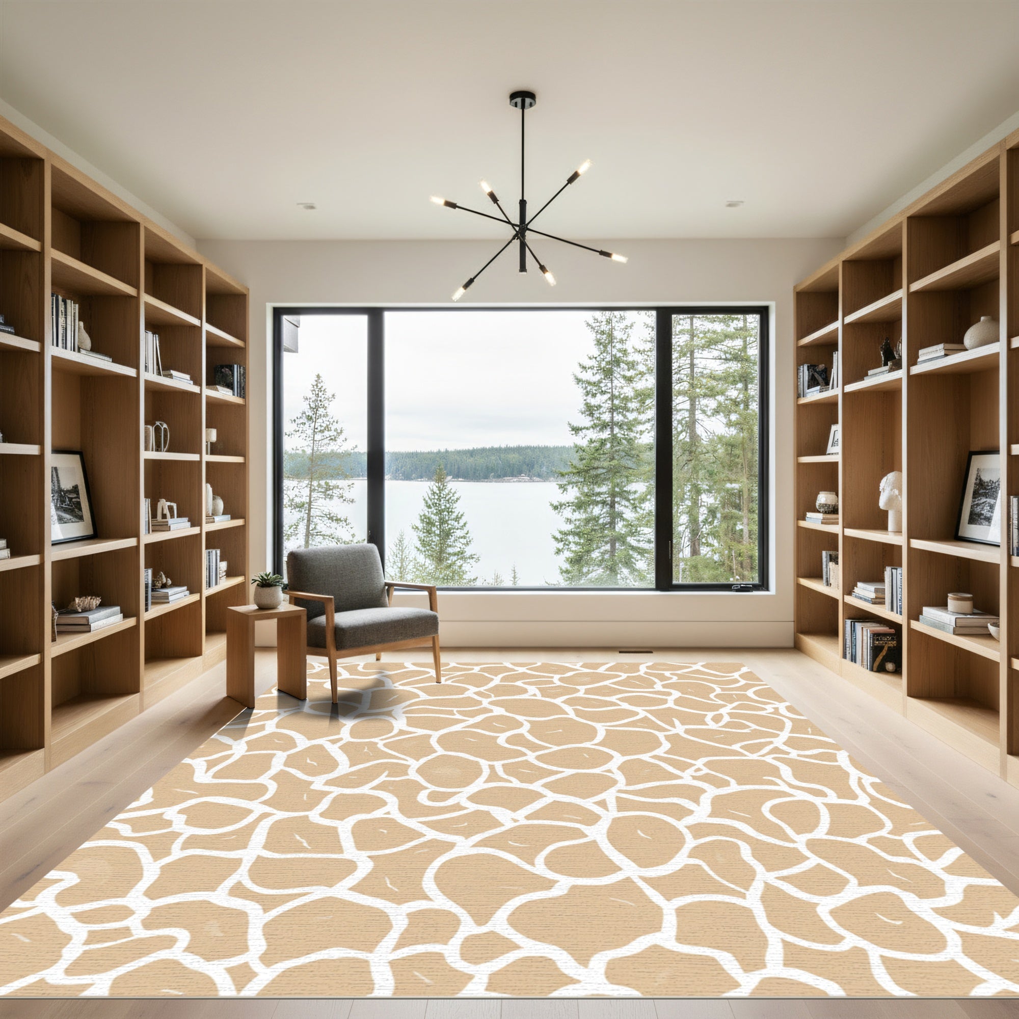 Tan White Organic Patchwork Rug
