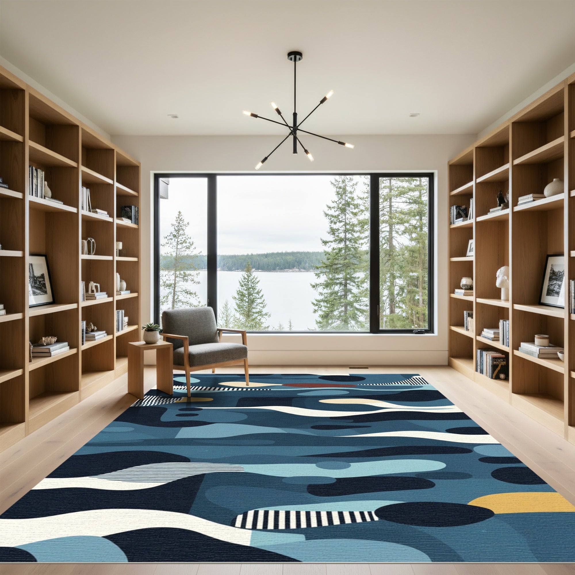 Abstract Marine Organic Waves Rug
