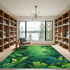 Lush Green Tropical Jungle Foliage Rug