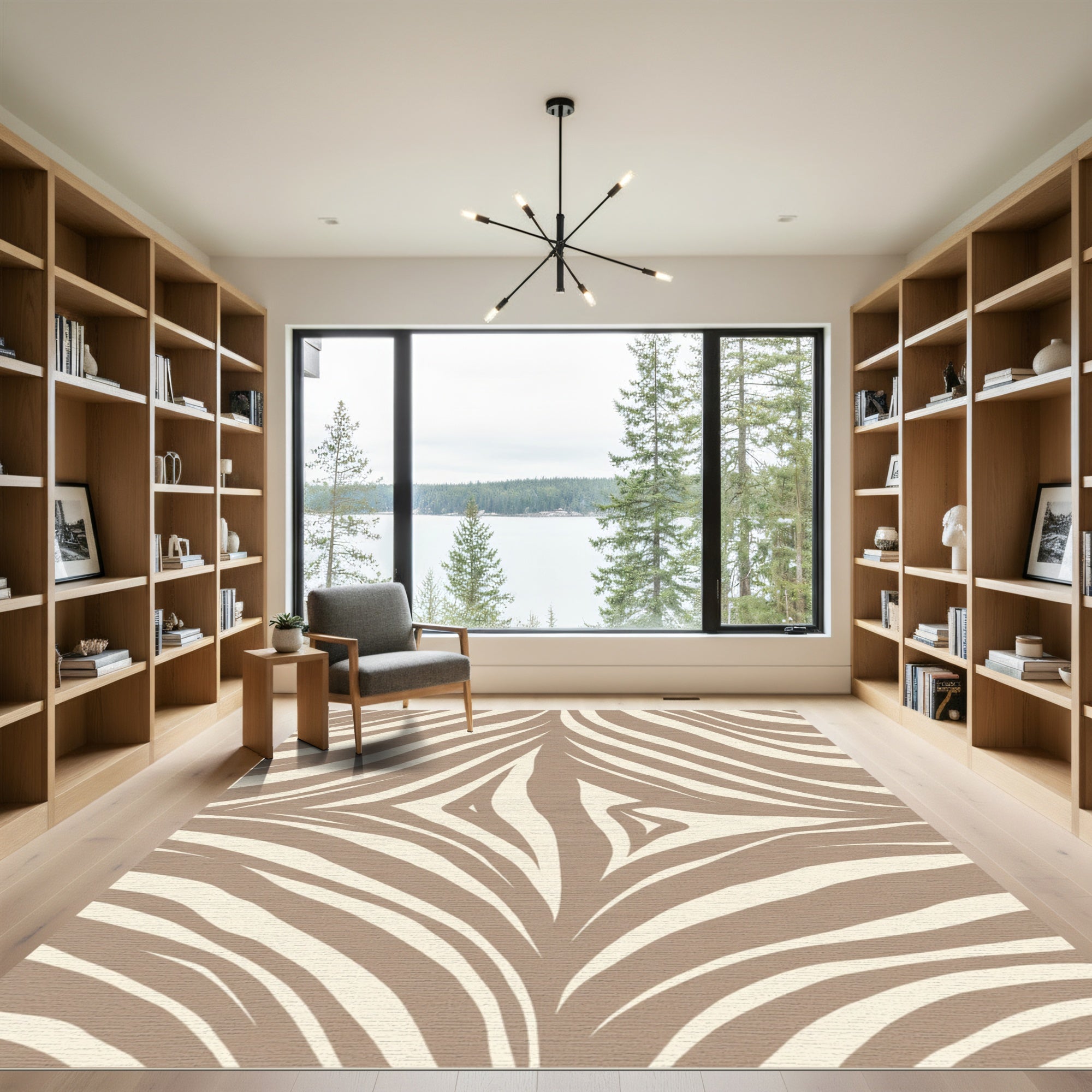Neutral Taupe Animal Print Waves Rug