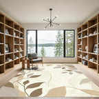 Earthy Tone Abstract Leaf Branches Rug