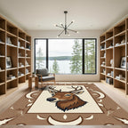 Earthy Brown Rustic Deer Portrait Rug