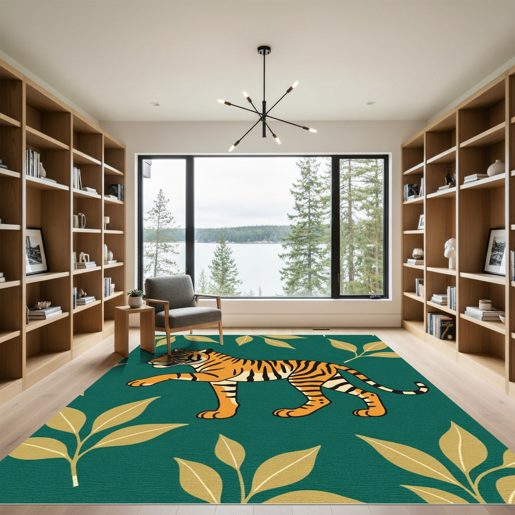 Emerald Tiger Forest Foliage Rug