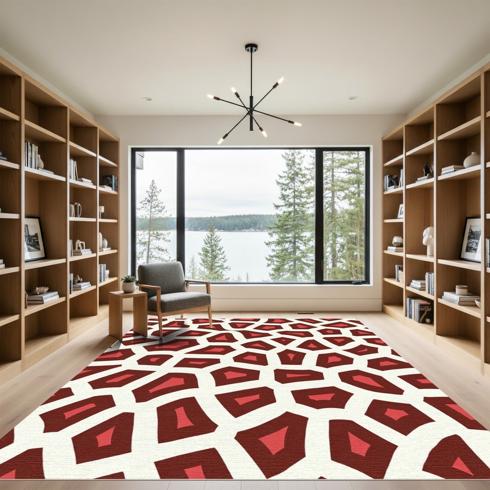 Warm Geometric Animal Patch Rug