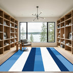 Deep Blues White Vertical Stripe Rug
