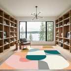 Pastel Geometric Abstract Waves Rug