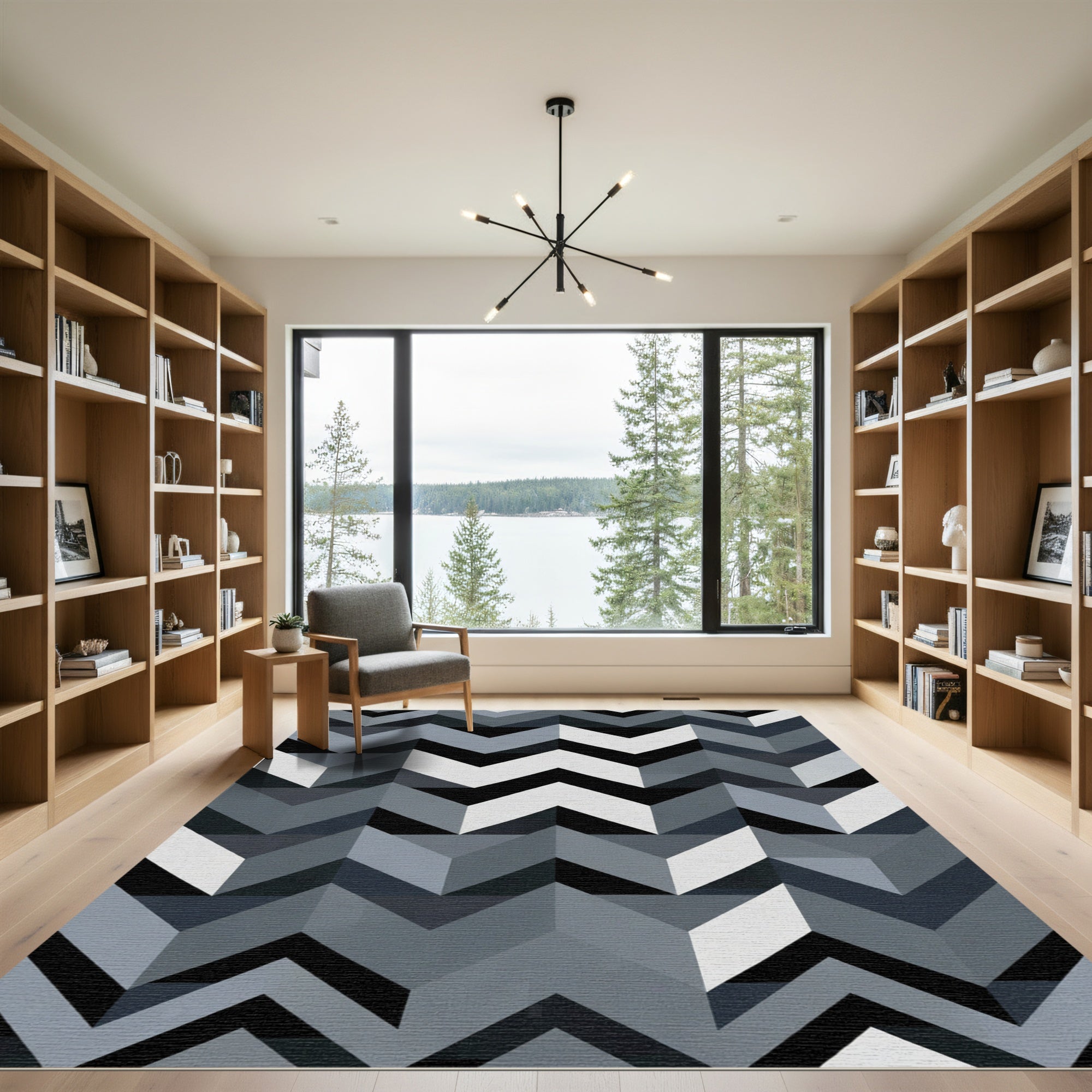 Monochromatic Zigzag Geometric Abstraction Rug