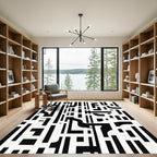 Monochrome Asymmetrical Abstract Lines Rug