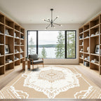 Neutral Beige Intricate Mandala Rug
