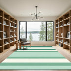 Modern Teal Mint Striped Rug