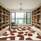 Abstract Brown and Cream Geometric Forms Rug