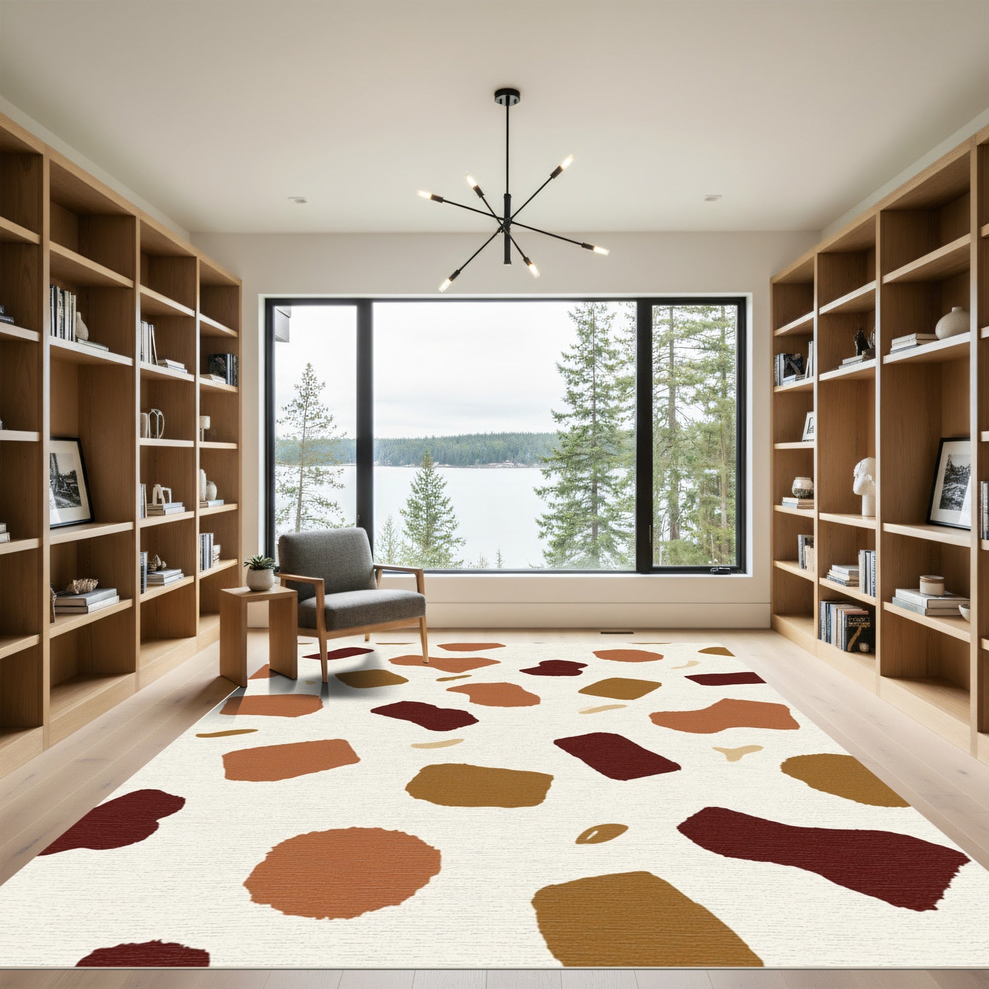 Earthy Abstract Pebble Scatter Rug