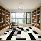 Modern Black Neutral Geometric Abstraction Rug