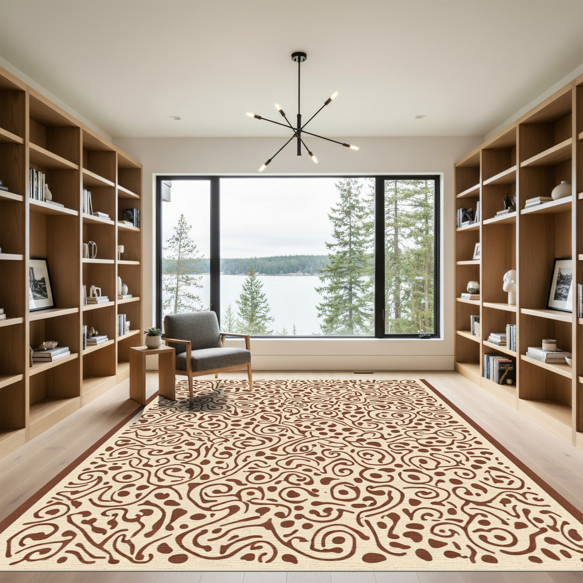 Organic Brown Swirl Dot All Over Rug