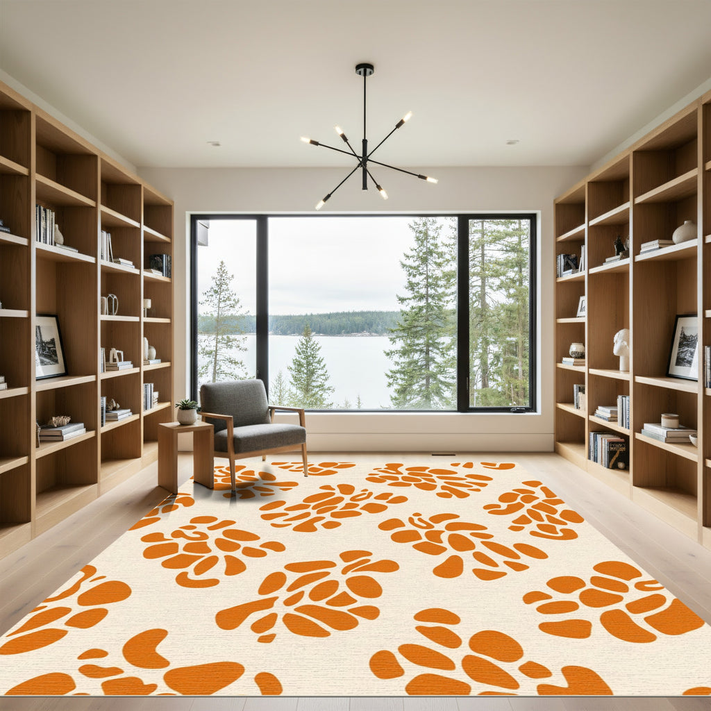 Orange Organic Cluster Spatter Rug