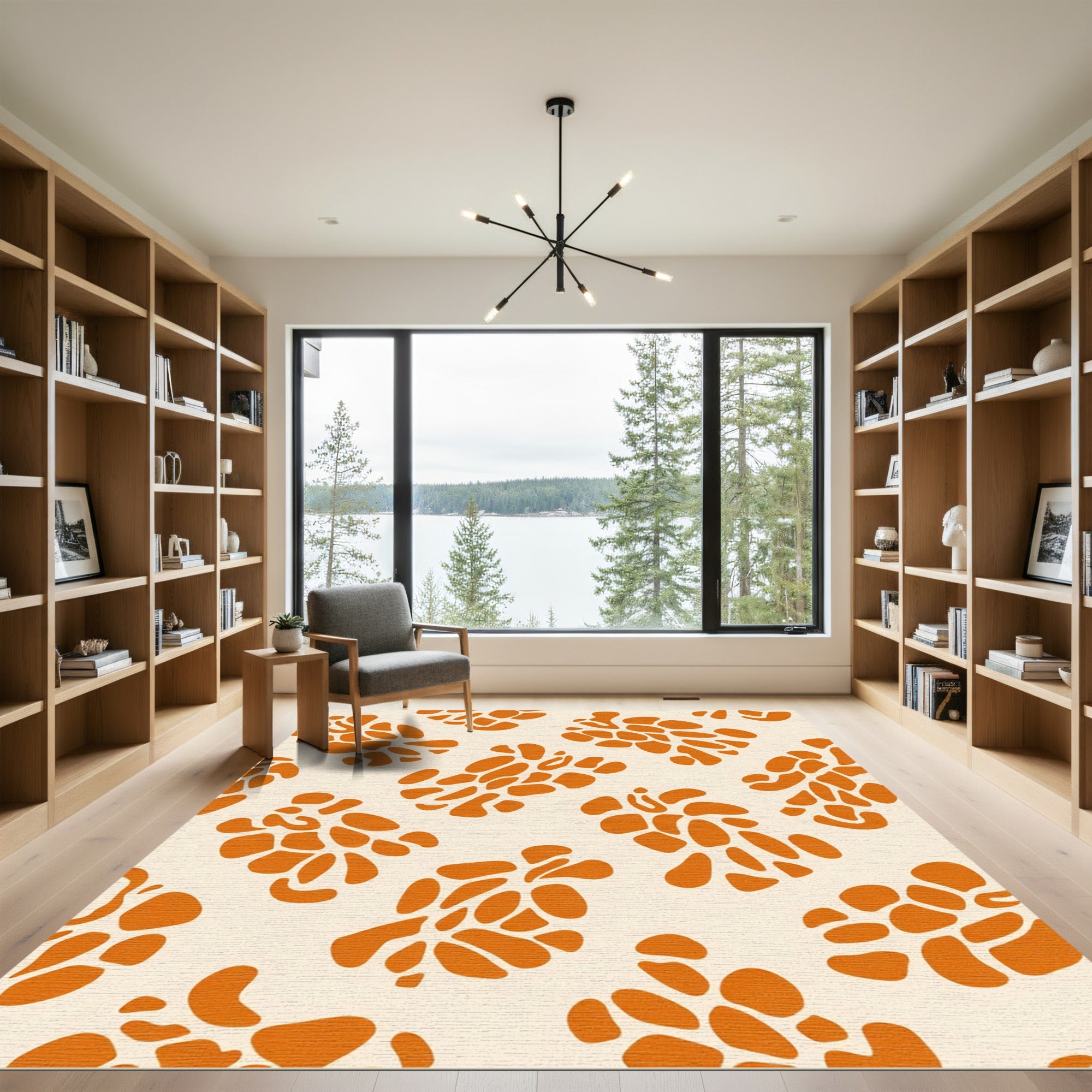 Orange Organic Cluster Spatter Rug