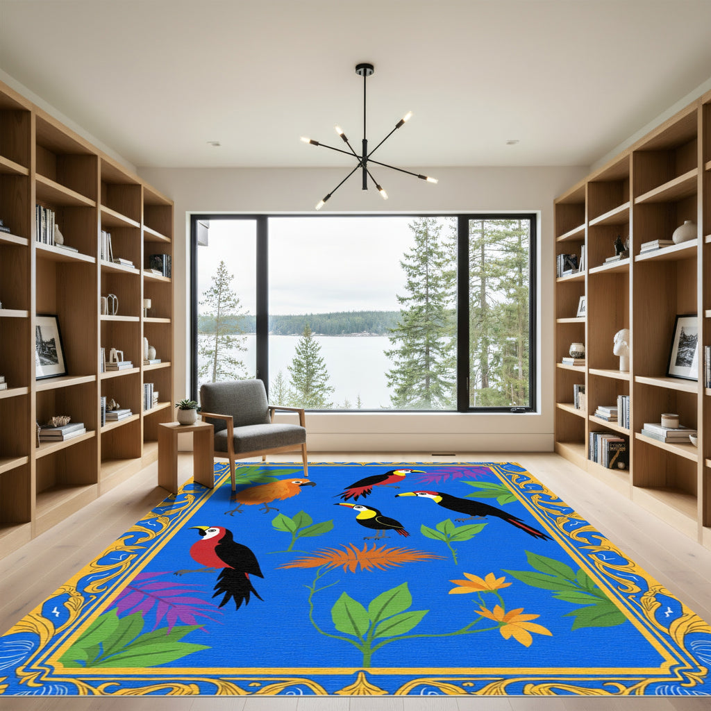Vibrant Toucans Botanical Garden Rug